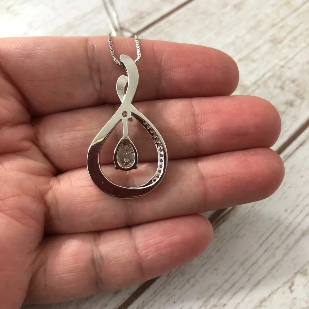 INFINITY LOVE Charm Cubic Zirconia Love You To The Moon Back Necklace